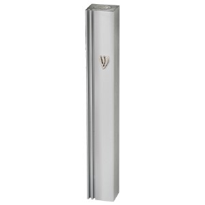 Picture of Aluminum Mezuzah Case Rectangle Engraved Vertical Edge Silver 15cm